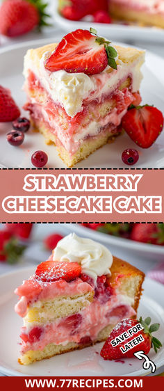 Strawberry Cheesecake Cake Strawberry Earthquake Cake, Filled Bundt Cake, Pinterest Desserts, Strawberry Cheesecake Cake, Earthquake Cake, Popular Cookies, Cake Cheesecake, Cheesecake Cake, Homemade Brownies