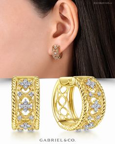 14K Yellow Gold Fashion Earrings EG13825Y45JJ #GabrielNY#DiamondJewelry#FineJewelry #GabrielAndCo#UniqueJewelry #DiamondJewelry#Jewelry #FineJewelry#FashionJewelry#UniqueJewelry#GiftIdeas#UniqueGifts  #DiamondEarrings#GoldEarrings#YellowGoldEarrings#GoldFashionEarrings#YellowGoldFashionEarrings Luxury Pierced 22k Gold Jewelry, Luxury Gold Earrings With American Diamond, Luxury Gold Diamond Earrings As Gift, Luxury Gold Diamond Earrings Gift, Luxury Gold Plated Diamond Earrings With Accents, Luxury Gold Plated Diamond Earrings For Anniversary, Luxury Gold Diamond Earrings With Vvs Clarity, Luxury 22k Gold Bridal Earrings As Gift, Luxury Yellow Gold Wrap Earrings