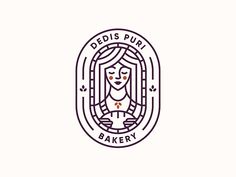 the logo for dedis purt bakery, which is designed to look like a woman's face