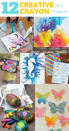 the 12 creative art projects for kids to make with crayons and glues