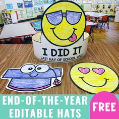 the end of the year editable hats for kids to use in their class room