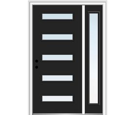 MMI Door Lowes Paint, Front Door With Sidelights, Door With Sidelights, Steel Front Door, Fiberglass Front Door, Modern Entrance, Prehung Doors, Modern Front Door, Front Entry Doors