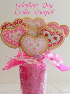 valentine's day cookie bouquet in a vase