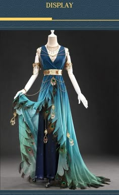 Blue Cosplay, Dancing Dress, Blue Peacock, Fantasy Dresses, Kraf Diy, Fantasy Gowns, Fairytale Dress, Dress Costume, Fantasy Dress