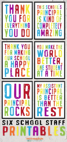 four colorful art prints with the words thank you are amazing in different colors and sizes