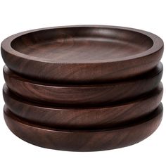 three wooden bowls stacked on top of each other