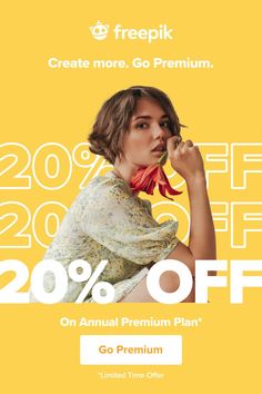 a woman with a scarf on her head and the text 20 % off