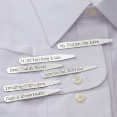 Personalized Silver Collar Stays Set - 13065 Dress Shirt Collar, Custom Cufflinks, Personalized Cufflinks, Great Gifts For Dad, Unique Gifts For Him, Collar Stays, Personalized Gifts For Dad, Cufflink Set, The Perfect Guy