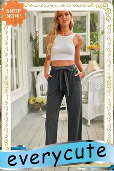 Black Elastic Waist Drawstring Wide Leg Pants Black Drawstring Wide Leg Pants For Summer, Casual Ankle-length Wide Leg Pants With Tie Waist, Casual Solid Bottoms With Tie Waist, Casual High Waist Wide Leg Pants With Tie Waist, Casual Wide Leg Trousers With Tie Waist, Casual Black Bottoms With Tie Waist, Casual Gray Wide Leg Pants For Summer, Casual Black Tie Waist Bottoms, Casual Tie Waist Pants