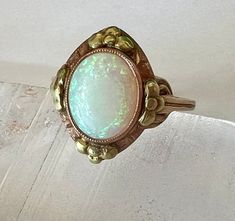 asfdfafafa Fire Ring, Flower Embellishments, Old Rings, Green Fire, Fire Opal Ring, Floral Ring, Gold Flower, Pretty Rings, My Photos