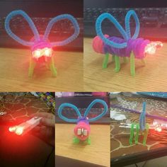 four different images of some type of light up bug