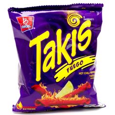 a bag of taks potato chips on a white background