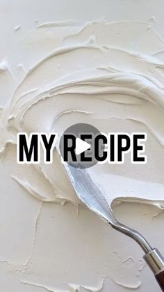 a spoon with the words my recipe painted on it