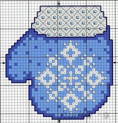 a blue vase with white flowers on it is shown in cross stitch, as well as the