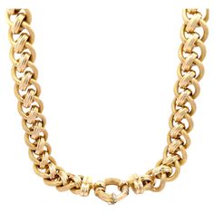 Material: Solid 14k Yellow Gold Weight: 64.7 Grams Chain Type: Interlocking Textured Cable & polished Link Chain Length: 17 Inches (next to a ruler) Chain Width: 15.2mm (approx.) Clasp: Large Spring Ring Condition: Excellent condition! Stamp: Italy Stock Number: MK-230236136-23072707-PAR-EY Luxury Gold Plated Cable Chain Necklace, Luxury Yellow Gold Jewelry With Hook And Links, Solid Gold Necklace 1stdibs, Link Necklace, Tampon, Spring Rings, Chain Lengths, Chains Necklace, Antique Jewelry