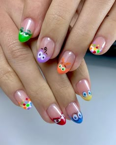 Jenny Nails 💅🏼💕 on Instagram: "INTENSAMENTE FRENCH ❤️🩵💛💚💜🧡  #uñasintensamente #uñasintensamente2 #uñaschile #uñaspuentealto" Nail Art Designs Multi Color, Teletubbies Nails, Wacky Nail Designs, Inside Out Nails Disney, Inside Out 2 Nails, Funny Acrylic Nails, Inside Out Nail Art, Nails Teacher