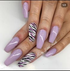 Zebra And Pink Nails, Colorful Zebra Nails, Purple Animal Print Nails, Purple Zebra Nails, Zebra Nails Animal Prints, Zebra Print Acrylic Nails, Zebra Nails Acrylic, Pink Zebra Print Nails, Zebra Print Nails Designs