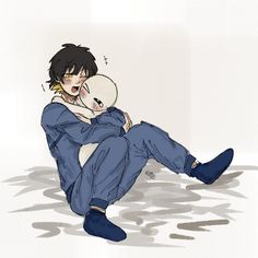 a drawing of a person hugging another person