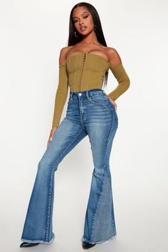 Deep In My Soul Flare Jeans - Medium Blue Wash | Fashion Nova, Jeans | Fashion Nova Medium Wash Stretch Denim Flares, Stretch Medium Wash Denim Flares, Stretch Denim Flares In Medium Wash, Medium Wash High Waist Stretch Flare Jeans, Stretch Flare Denim Blue Jeans, Stretch Medium Wash Jeans With Flare, High Waist Stretch Flare Jeans In Medium Wash, Stretch Flare Jeans In Denim Blue, Trendy Stretch Denim Blue Flares