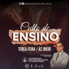 a man in a suit is standing next to an advertisement for the book called cueto de ensino