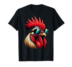 a rooster with sunglasses on it's head wearing shades t - shirt for men and women