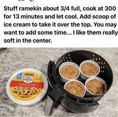 an image of food cooking in the air fryer with instructions to make it look like they are eating cookies