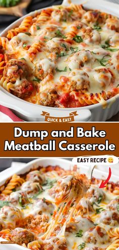 a casserole dish with dump and bake meatball casserole in it