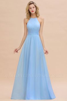 The gorgeous Stylish Sky Blue Halter Soft Chiffon Bridesmaid Dress Aline Evening Swing Dress will stun every girl. The 100D Chiffon dress will add extra elegance to your wholesale look. Chiffon A-line Bridesmaid Dress For Banquet, A-line Chiffon Bridesmaid Dress For Banquet, Light Blue A-line Bridesmaid Dress, Blue Chiffon A-line Maxi Dress, Chiffon A-line Bridesmaid Dress For Prom Season, Chiffon Bridesmaid Dress With Pleated Bodice For Prom Season, Pleated Bodice Chiffon Bridesmaid Dress For Prom Season, Pleated Chiffon Bridesmaid Dress For Prom Season, Blue Chiffon Bridesmaid Dress For Evening