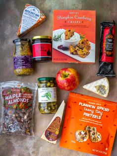 an assortment of healthy food items laid out on a counter top next to each other