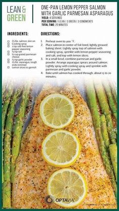 brochure with lemon pepper salmon and asparagus