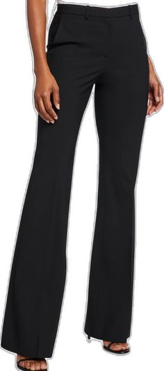 Tailored Long Pants, Formal Stretch Wide-leg Bottoms, Stretch Wide-leg Formal Pants, Elastane Wide-leg Pants For Office, Elastane Wide-leg Office Pants, Wide-leg Elastane Bottoms For Office, Elastane Wide-leg Office Bottoms, Wide-leg Stretch Pants For Office, Stretch Wide-leg Office Pants