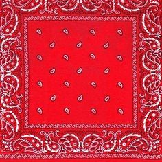 a red bandanna with hearts on it