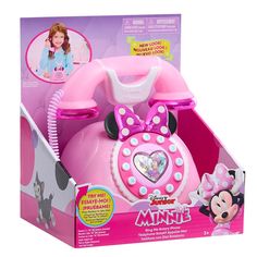 the minnie mouse telephone is in its box