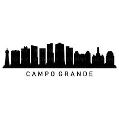 a black and white city skyline with the words campogrande in front of it