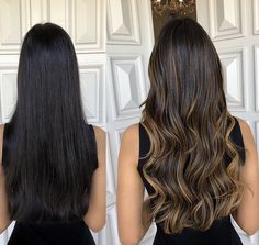 Black Hair With Highlights Indian, Hair Highlights For Black Hair, Colored Hair Tips, Brown Hair Looks, Hair Color Streaks, Colored Curly Hair