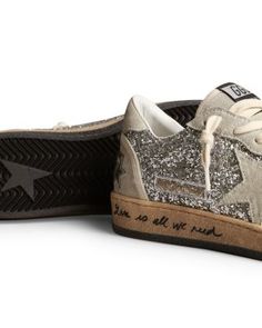 Golden Goose Women's Ball Star Glitter Low Top Sneakers Love Is All We Need, Golden Family, The Eighties, Goose Sneakers, Golden Goose Sneakers, Star Sneakers, Love Is, Low Top Sneakers, Gray Suede