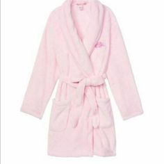 Vs Short Robe Cozy Faux Fur Pink Sz M Lg Price Is Firm No Offers Please Fitted Winter Sleepwear For Relaxation, Fitted Sleepwear For Winter Relaxation, Pajamas For Teens, Monogram Shorts, Tartan Pants, Pajamas Comfy, Trendy Swimwear, Cute Pajamas, Satin Pyjama Set