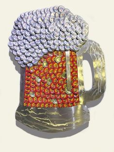 a beer mug shaped like a bunch of buttons