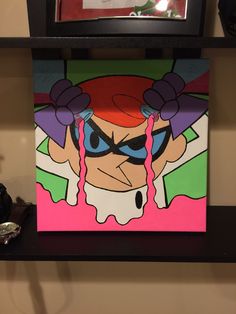 a painting of a cartoon character on a shelf