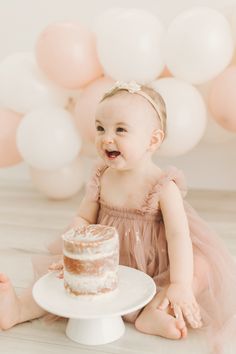 Dusty Rose with Rustic Cake First Birthday Cake Smash Guelph, Ontario by Elle Chic Photography First Birthday Photoshoot Ideas, Cake First Birthday, Newborn Milestone, Chic Photography, Onederful Birthday, Baby Birthday Photoshoot, Guelph Ontario, Baby Cake Smash, First Birthday Cake Smash