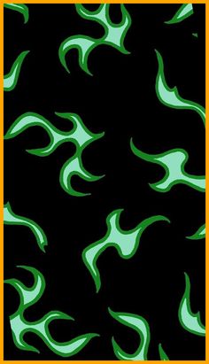 green and black fire flames pattern on a black background for wallpaper or wrapping paper