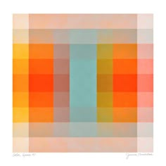 an orange, yellow and blue square pattern is shown in the middle of this image