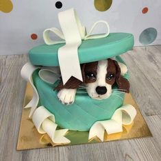 there is a cake that has a dog inside of it