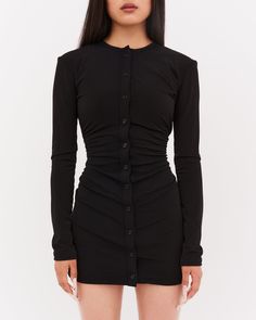 Issey Mini Dress – lamaralondon Tight Dress Shop, Long Dress With Sleeves Tight, Tight Fitted Dress Casual, Long Sleeve Jersey Knit Dress, Long Sleeve Dress Neck Top, Long Tight Dress Outffits, Long Sleeve Toght Dress, Chelsea Long Sleeve Mini Dress, Black Mini Dress For Fall