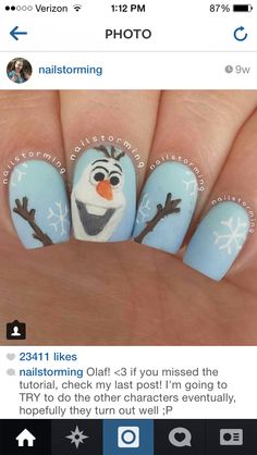 Olaf Disney Nail Art, Nail Art Noel, Kutek Disney, Treats Christmas