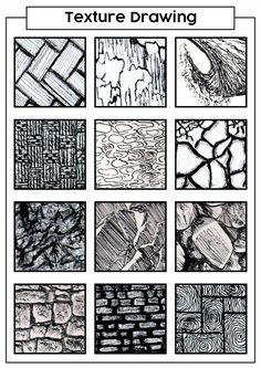 the texture drawing process is shown in black and white, which includes different types of textures