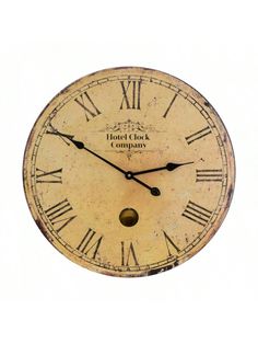 an old clock with roman numerals and the words hotel cuckoo company on it