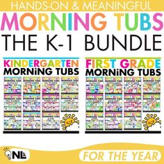 the morning tubs bundle for first grade and third grade students is shown in this image