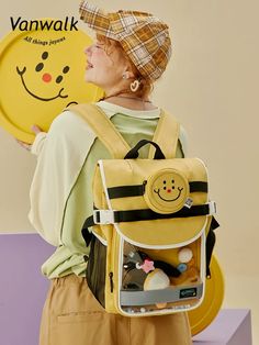 VANWALK Smiley Face Ita Backpack | Bag | Three Fleas Ita Backpack, Indie Chic, Creative Bag, Tech Cases, Plate Mat, Chic Bags, Backpack Bag, Cool Pets, Cute Bags