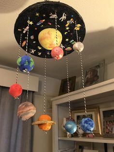 the solar system is hanging from the ceiling